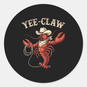 Yee klauw cowboy kreeft grappig westen landelijk ronde sticker