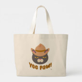 Yee Paw Cool Cowboy Pet Funny Cat Slogan Grote Tote Bag (Achterkant)
