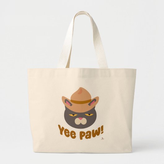 Yee Paw Cool Cowboy Pet Funny Cat Slogan Grote Tote Bag (Voorkant)