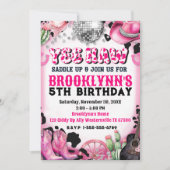 Yee Yaw Disco Cowgirl Anniversaire Fête Invitation (Devant)