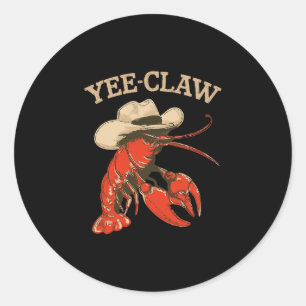 Yeeclaw Western Cowboy Rivierkreeft Koken Zomer Ze Ronde Sticker