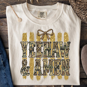 Yeehaw Amen Zuidwestelijke Cowgirl Christelijk T-shirt
