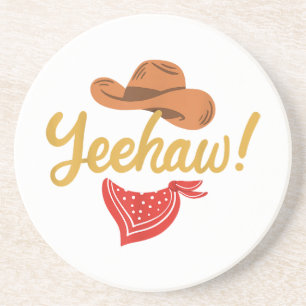 Yeehaw Cowboy Cowgirl Western Land Rodeo Zandsteen Onderzetter