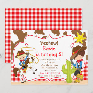 Yeehaw Cowboy Westerne Birthday Party Kaart
