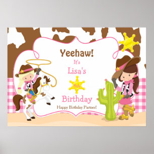 Yeehaw Cowgirl Western Verjaardag Poster meisje
