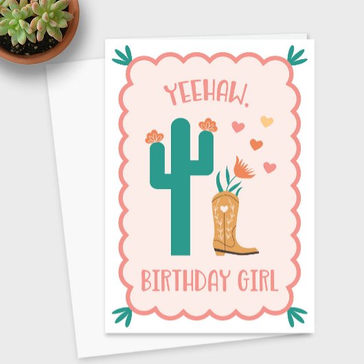 "Yeehaw, fille d'anniversaire" Carte d'anniversair