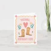 "Yeehaw, fille d'anniversaire" Western Boot Carte (Devant)