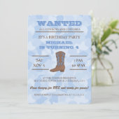YEEHAW ! Invitation bleue de fête d'anniversaire (Debout devant)