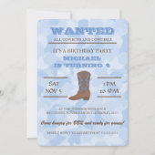 YEEHAW ! Invitation bleue de fête d'anniversaire (Devant)