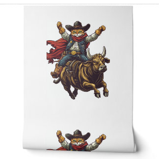 Yeehaw Kat - Wild West Cat Cowboy Rodeo Behang