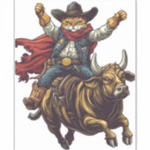 Yeehaw Kat - Wild West Cat Cowboy Rodeo Sticker (Voorkant)