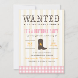 Yeehaw! uitnodiging van Cowgirl Birthday Party
