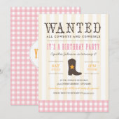 Yeehaw! uitnodiging van Cowgirl Birthday Party (Voorkant / Achterkant)