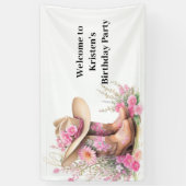 Yeehaw Wild West Cowgirl Verjaardag Spandoek (Verticaal)