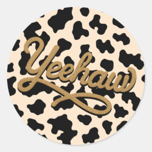 Yeehaw Wilde Westen Koe Land Westerse Verjaardag Ronde Sticker