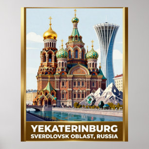 Yekaterinburg Iset-rivierreislandmarkering Poster