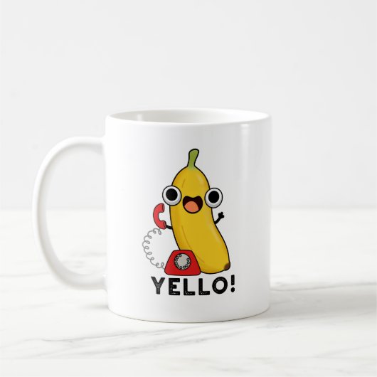 Yello Funny Fruit Yellow Banana Pun Koffiemok (Links)
