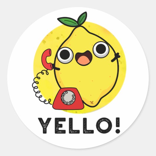 Yello Funny Yellow Lemon Pun Ronde Sticker (Voorkant)