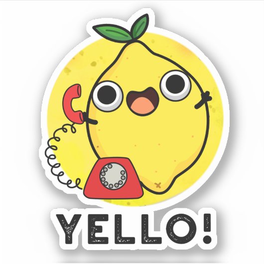 Yello Funny Yellow Lemon Pun Sticker (Voorkant)