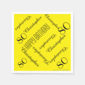 Yellow 80th Birthday Party Repeat Name, Paper Servet (Voorkant)
