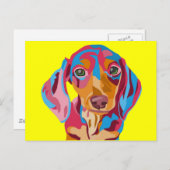 Yellow Abstract Dachshund Briefkaart (Voorkant / Achterkant)