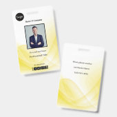 Yellow Abstract Wave Business Foto-ID Badge (Front & Back)
