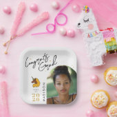 Yellow Afro Unicorn Afstuderen Papieren Bordje (Feest)