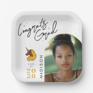 Yellow Afro Unicorn Afstuderen Papieren Bordje