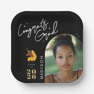 Yellow Afro Unicorn Afstuderen Papieren Bordje