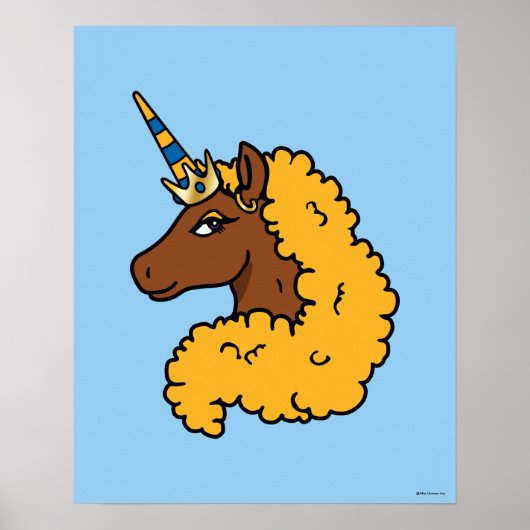 Yellow Afro Unicorn Poster (Voorkant)