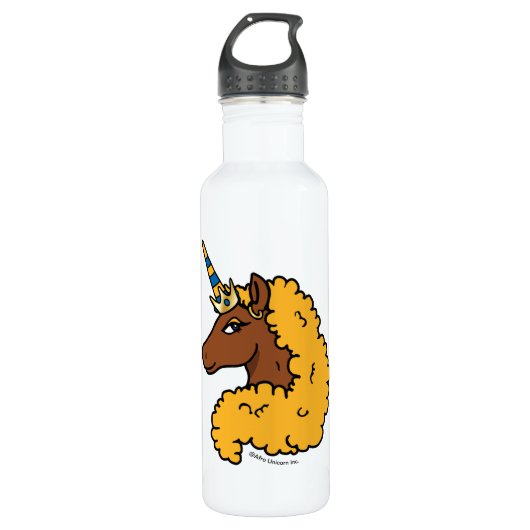 Yellow Afro Unicorn Waterfles (Voorkant)