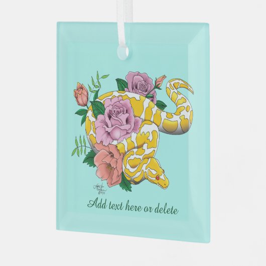 Yellow Albino Ball Python Glas Ornament (Voorkant links)