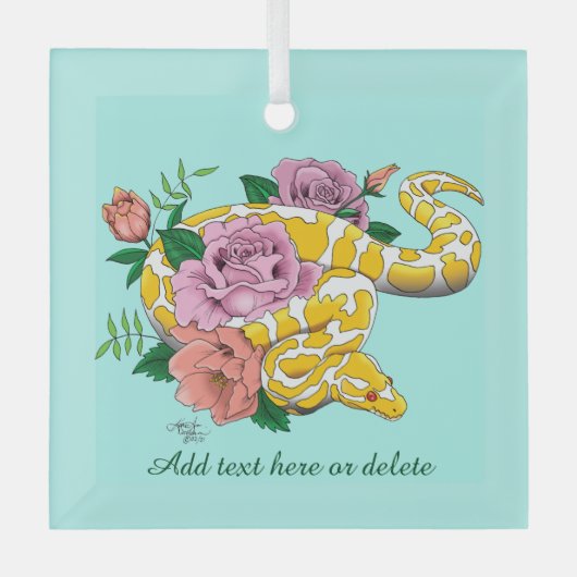 Yellow Albino Ball Python Glas Ornament (Voorkant)