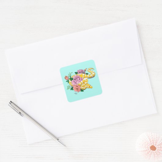 Yellow Albino Ball Python Vierkante Sticker (Envelop)