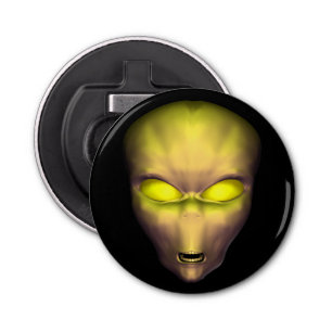 Yellow Alien Head Button Flesopener