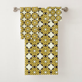 Yellow and black geometric pattern  bad handdoek