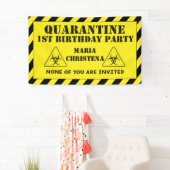 Yellow and Black Quarantine First Birthday Banner (Insitu)