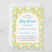 Yellow and Blue Dots Modern Baby Shower Invitation (Devant)