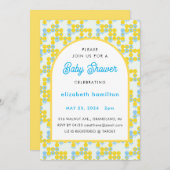 Yellow and Blue Dots Modern Baby Shower Invitation (Devant / Derrière)