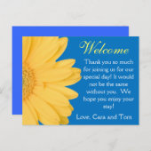 Yellow and Blue Gerber Daisy Wedding Welcome Bag Briefkaart (Voorkant / Achterkant)