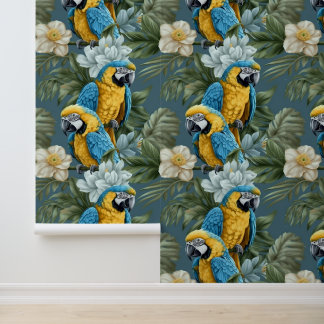 Yellow and Blue Macaws Behang