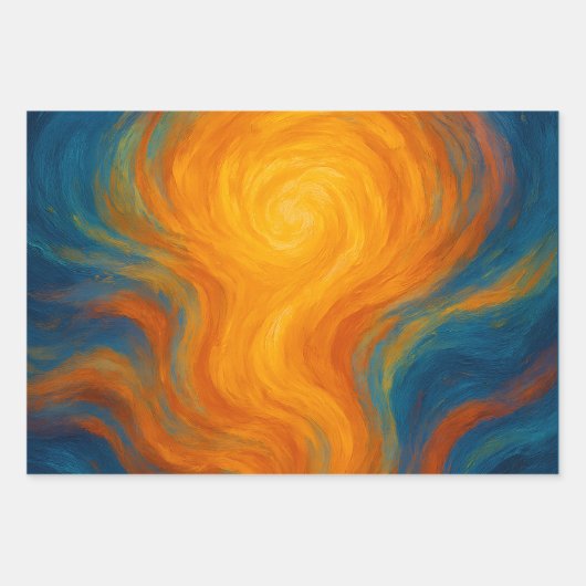 yellow and blue swirl sun energy abstract inpakpapier vel (Voorkant)