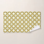 Yellow and brown geometric patterned  bad handdoek (Handdoek)