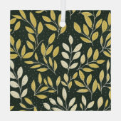 Yellow and Cream Leafy Branches Pattern Glas Ornament (Achterkant)