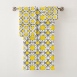 Yellow and green geometric pattern  bad handdoek