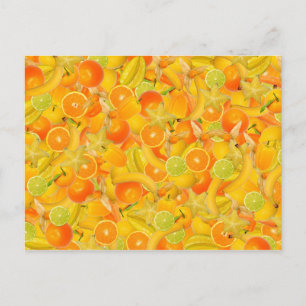 Yellow and orange fruit and vegetables briefkaart