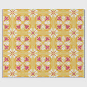 Yellow and pink floral-patterned cadeaupapier (Vlak)
