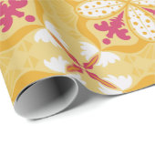 Yellow and pink floral-patterned cadeaupapier (Rol Hoek)