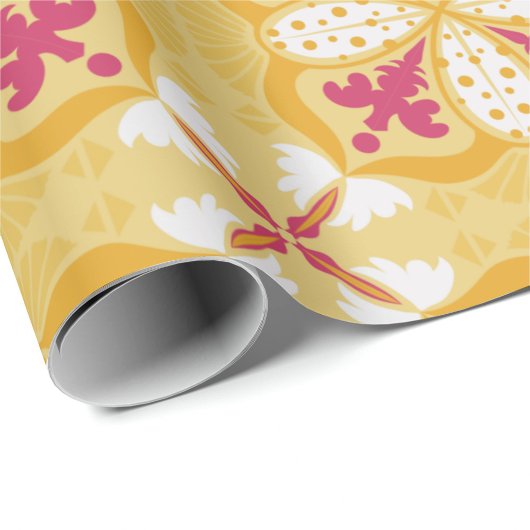 Yellow and pink floral-patterned cadeaupapier
