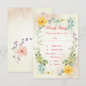 Yellow and Pink Floral RSVP Card (Devant / Derrière)
